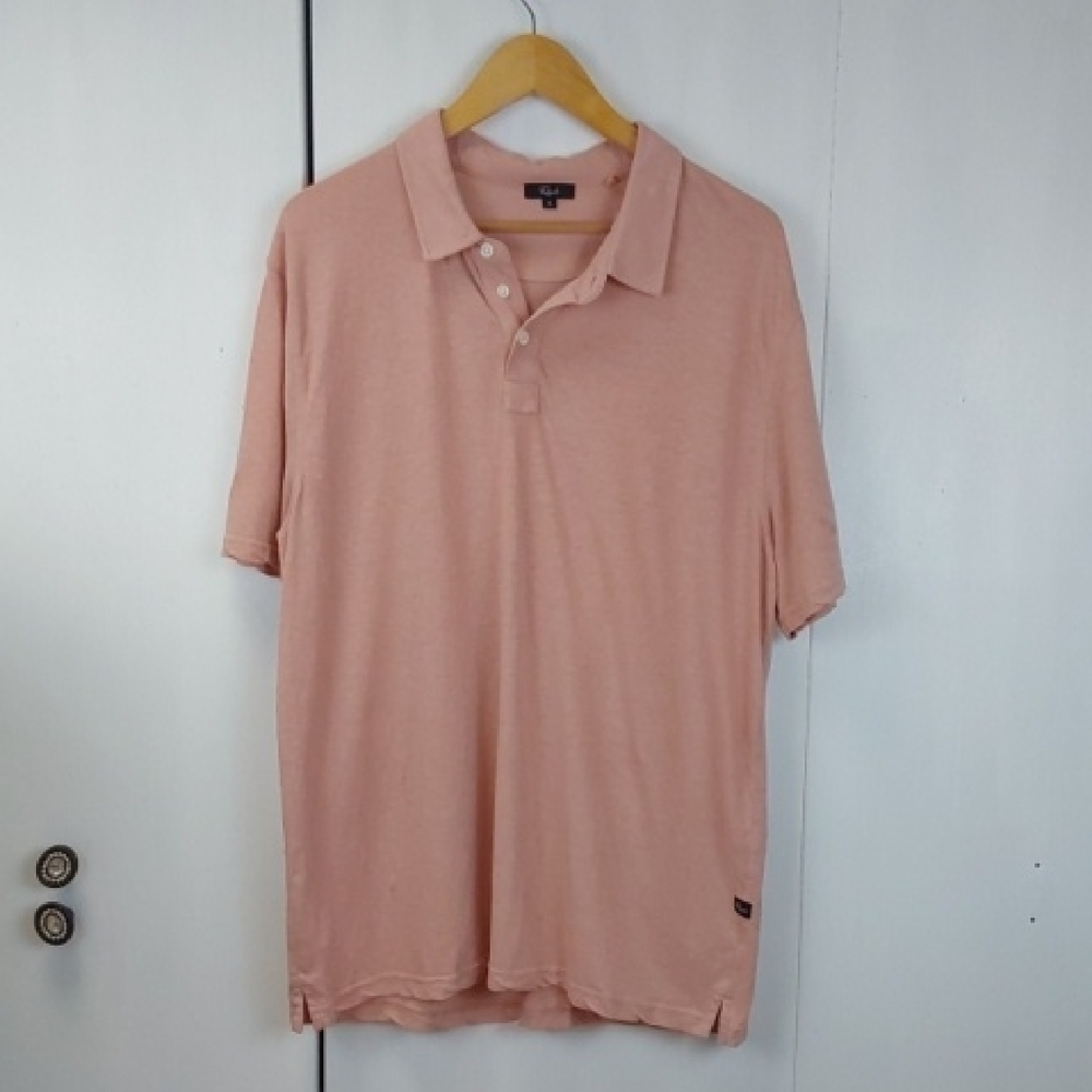 Rails| Men's Dusty Pink Polo Shirt Soft Hemp Organic Cotton Preppy Sz. XL